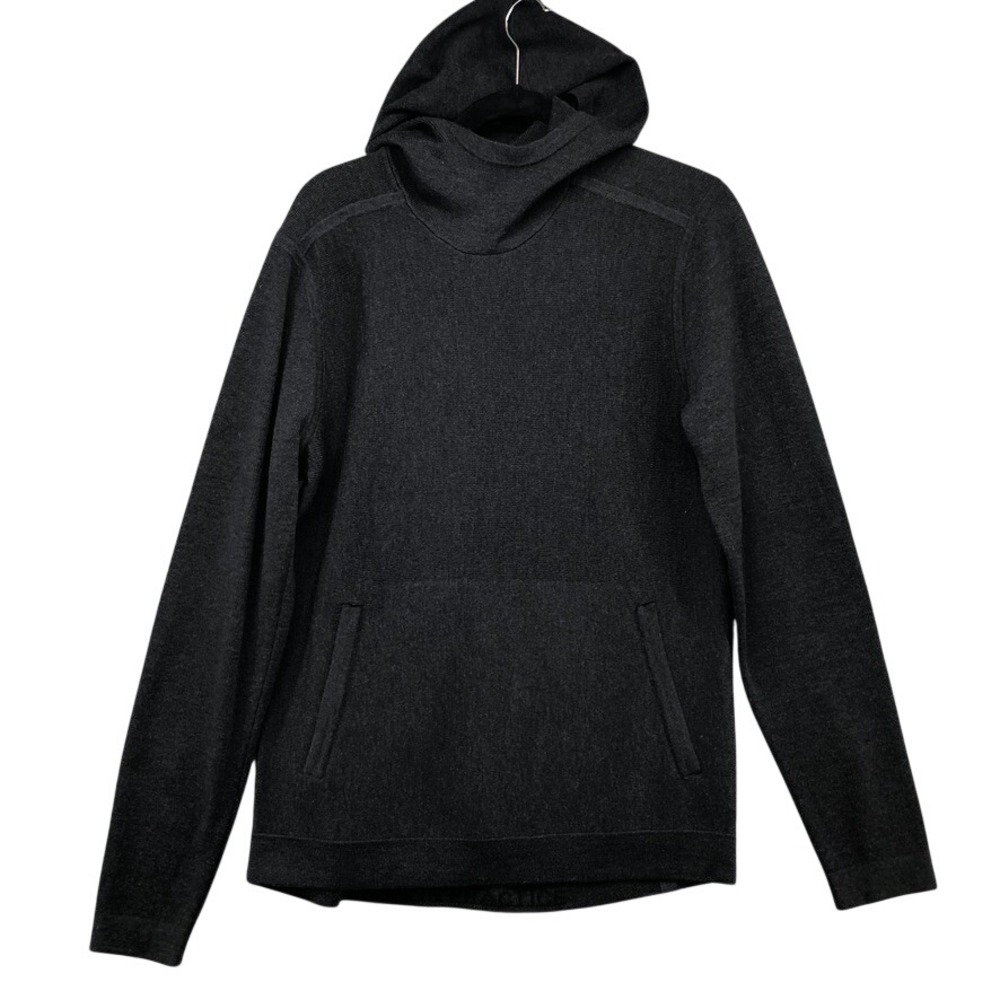 Lululemon Hoodie Mens Small Gray 100% Merino Wool Scuba Neck Pullover Pockets